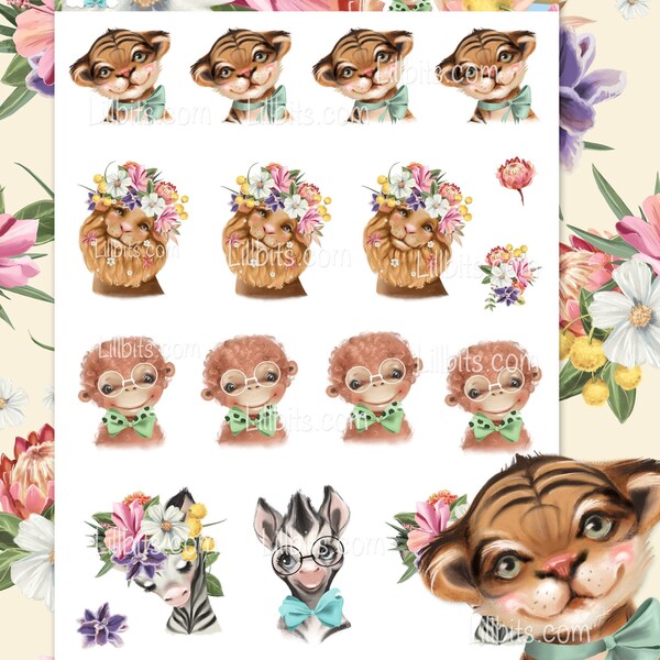 Leuke Stickervellen - Jungle Animalia 2 - stickervel - Lillbits Creations