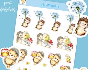 Cute Sticker Sheets - Sweet Hedgehogs - Lillbits Creations - planner stickers