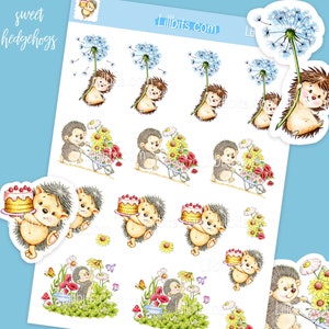 Cute Sticker Sheets - Sweet Hedgehogs - Lillbits Creations - planner stickers