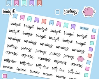 Planner Stickers - budget planner stickers - expenses and savings stickers - Lillbits Creations