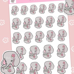 Lindas hojas de pegatinas - Lill Ellie la elefanta - Lillbits Creations - Elefantes - Pegatinas para planificador