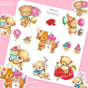 Lillbits Minis - テディモーメンツ 2 - かわいいステッカーシート - Lillbits