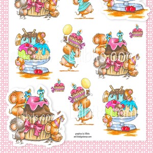 Adorables feuilles d'autocollants - Cupcake Moments 2 - autocollants pour agenda - souris cupcake - Lillbits