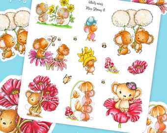 Lillbits Minis - Mice Blooms 4 stickers