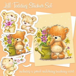 Ensemble d'autocollants mignons en peluche - Lillbits Teddies prédécoupés - Stickers mignons - stickers ours