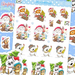 Christmas Friends 4 Aufkleber - Lillbits - Weihnachtssticker - Cute