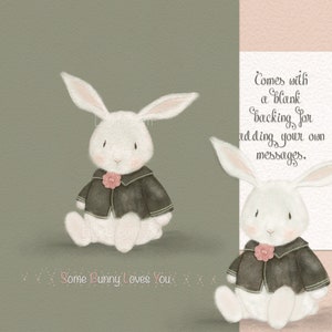 Some Bunny Loves You - Süße Hasen Postkarte - Lillbits Creations
