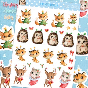 Animaux de Noël mignons 2 - feuilles d'autocollants - petits morceaux - autocollants pour agenda - Noël