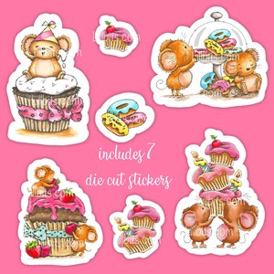 Ensembles d'autocollants mignons - Petits autocollants pour cupcakes - Ensemble d'autocollants pour petits gâteaux de souris - Lillbits Creations