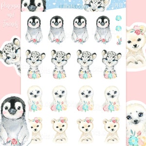 Pingüino y sus amigos - Hojas de pegatinas lindas - Lillbits - pegatinas