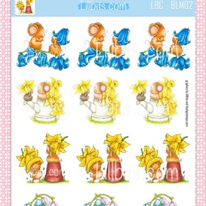 Adorables feuilles d'autocollants - Souris en fleurs 2 - Lillbits - Autocollants pour agenda