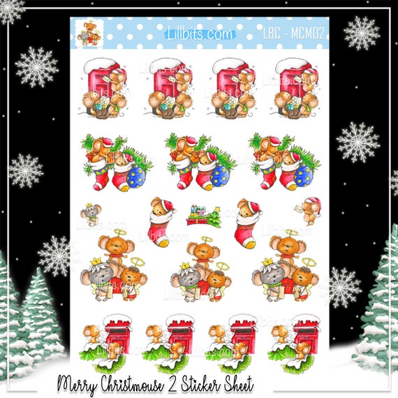 2 New Packs Lillebi Mouse Germany Christmas XMAS Sparkly Stickers 4 Sheets!