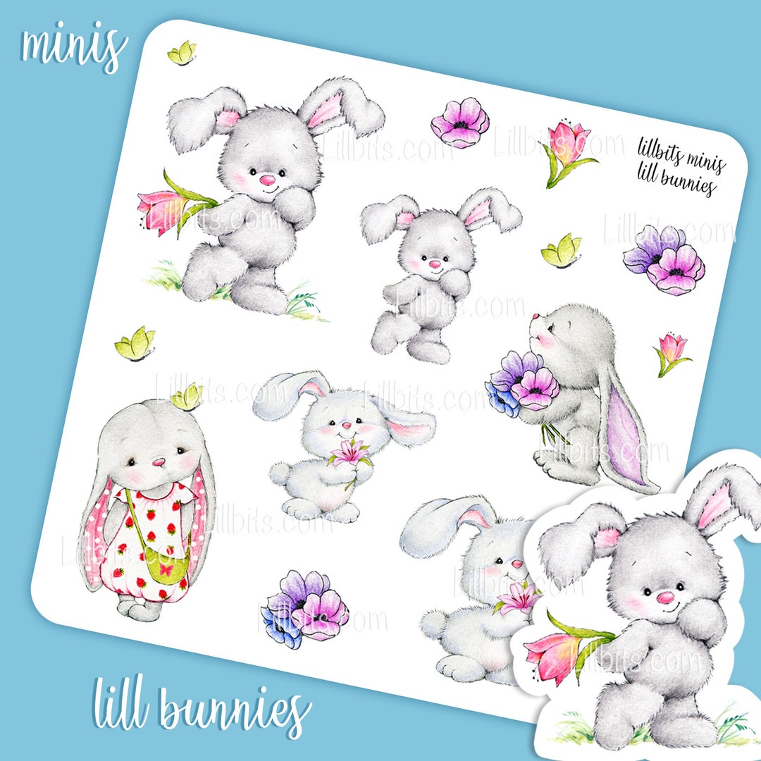 Little Bit Sticker Lillbits Minis Stickers - Cute Bunnies - Easter Stickers - Lillbits ...