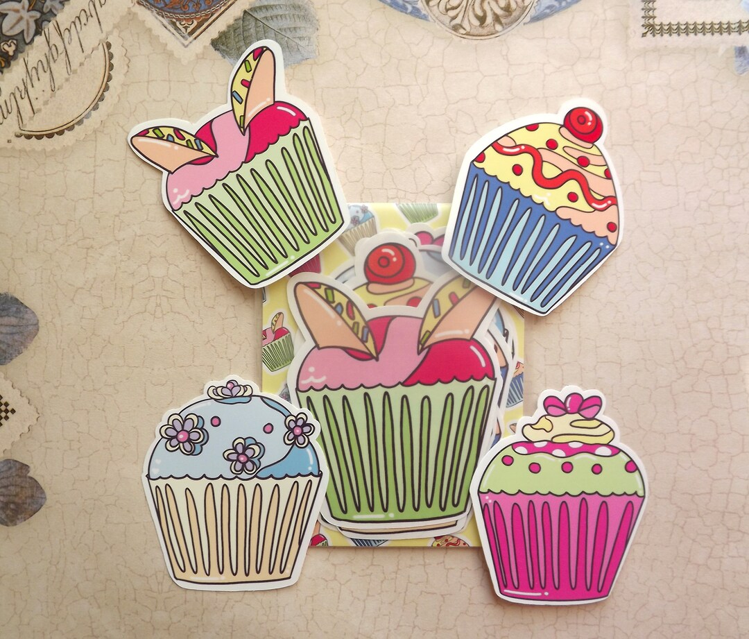 Cupcake Die Cut Sticker Collection Lillbits Cute Cupcake Etsy UK