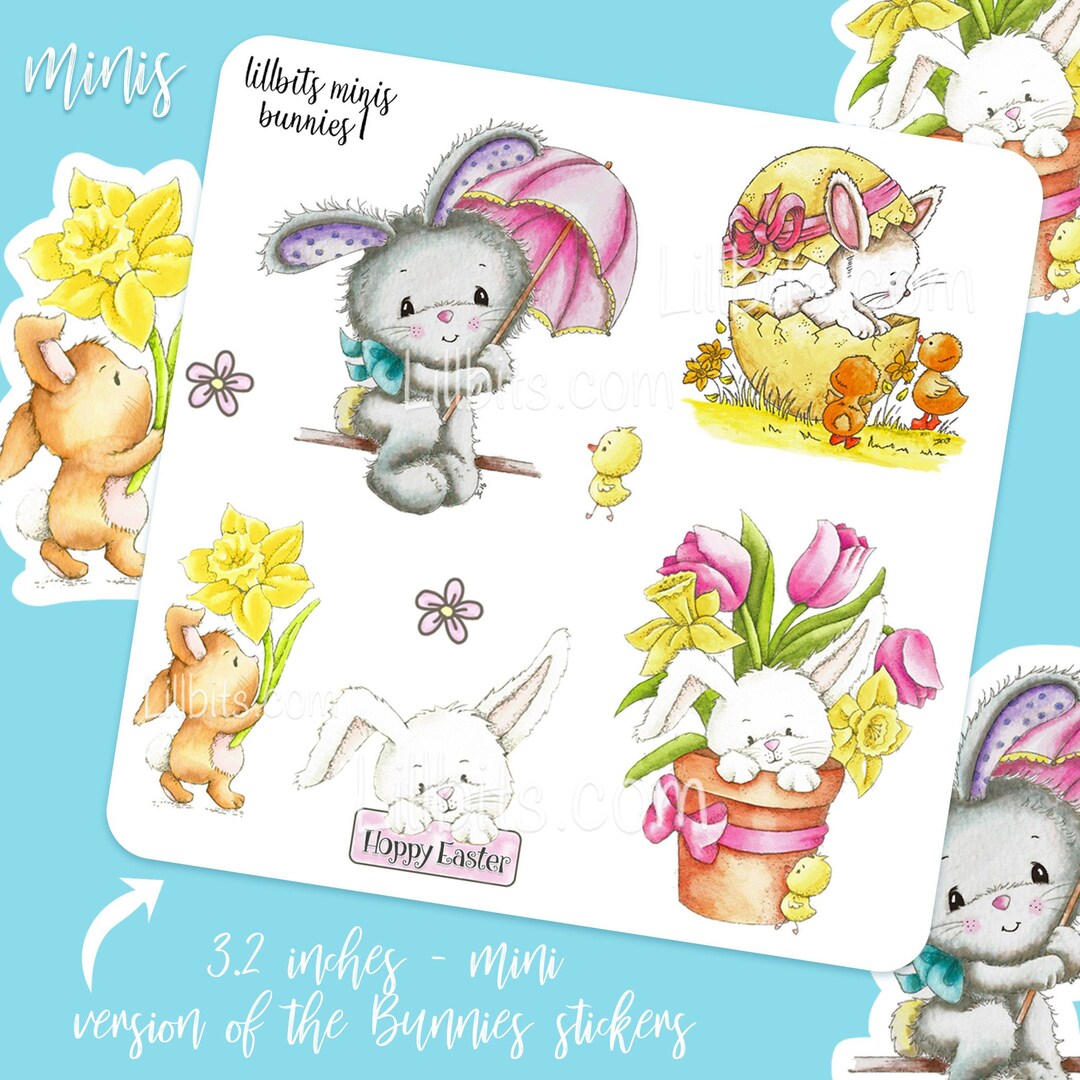 Little Bit Sticker Lillbits Minis Stickers - Bunnies 1 - Cute Sticker Sheets - Lillbits ...