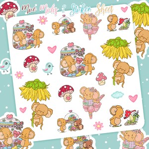 Adorables feuilles d'autocollants - Midis - Souris Cuties 2