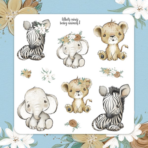 Baby Animals Stickers Etsy