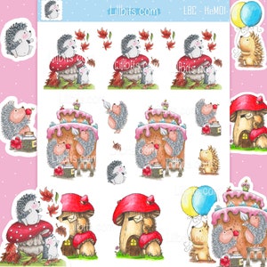 Hedgehog Moments Sticker Sheet - Cute Sticker Sheets - Lillbits - Hedgehog stickers