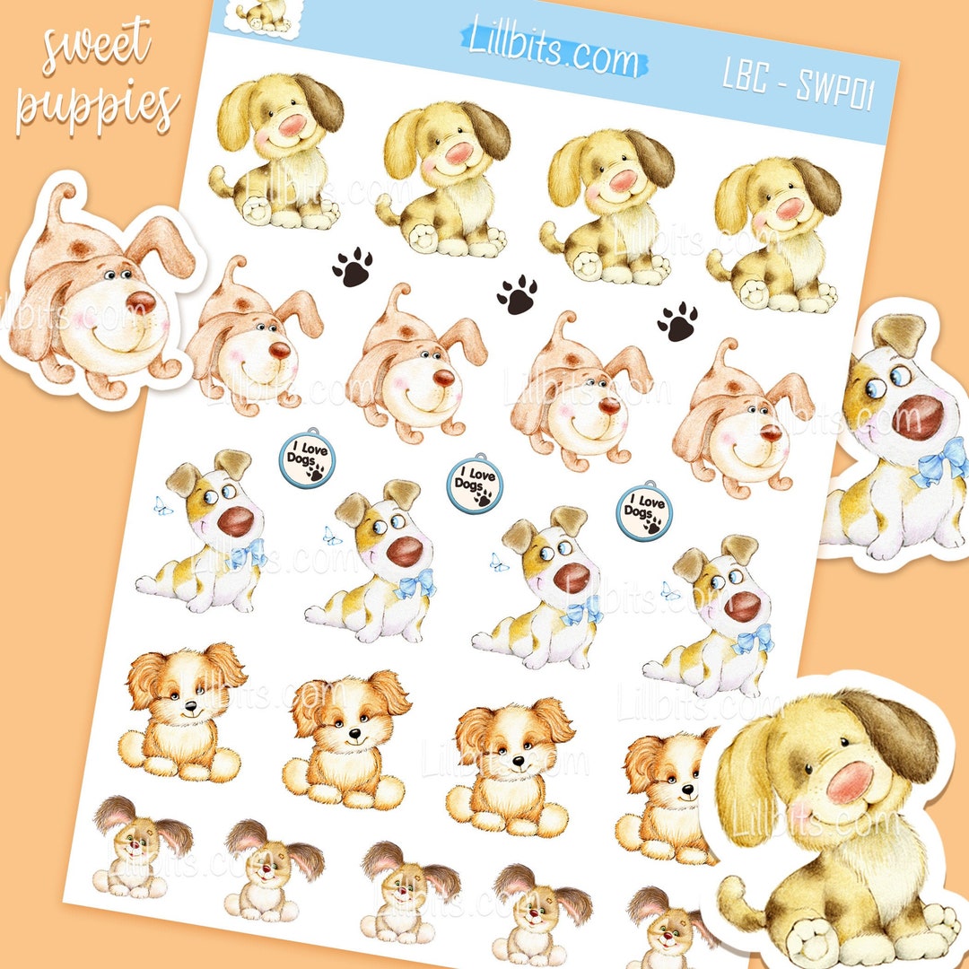 Cute Sticker Sheet - Sweet Puppies - Dog Stickers - Lillbits - Planner ...