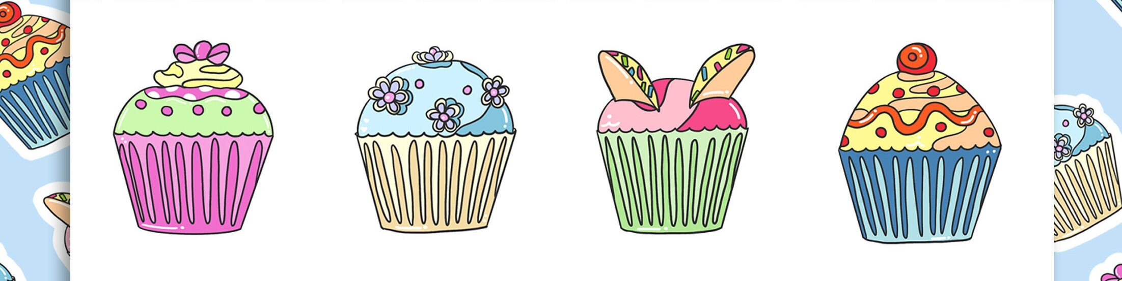 Cupcake Die cut sticker collection lillbits cute cupcake | Etsy
