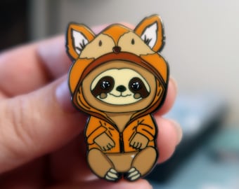 Slothy Fox Enamel Pin