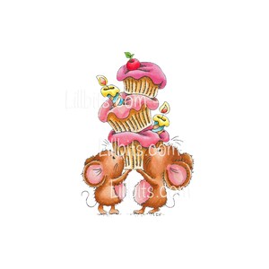 Stickers brillants mignons - Stickers cupcakes - Créations Lillbits, jolies petites souris