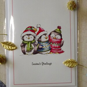 Carte de voeux de pingouins de Noël - carte vierge pingouins mignons câlins - câlins pingouins - carte Lillbits P01