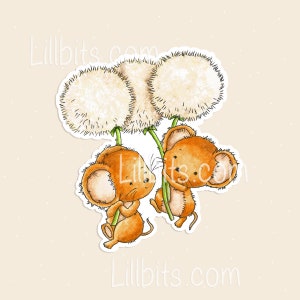 Feuille d'autocollants mignons de souris de pissenlit - feuille d'autocollants de Lillbits - animaux mignons, autocollants mats de vinyle, autocollants d'agenda