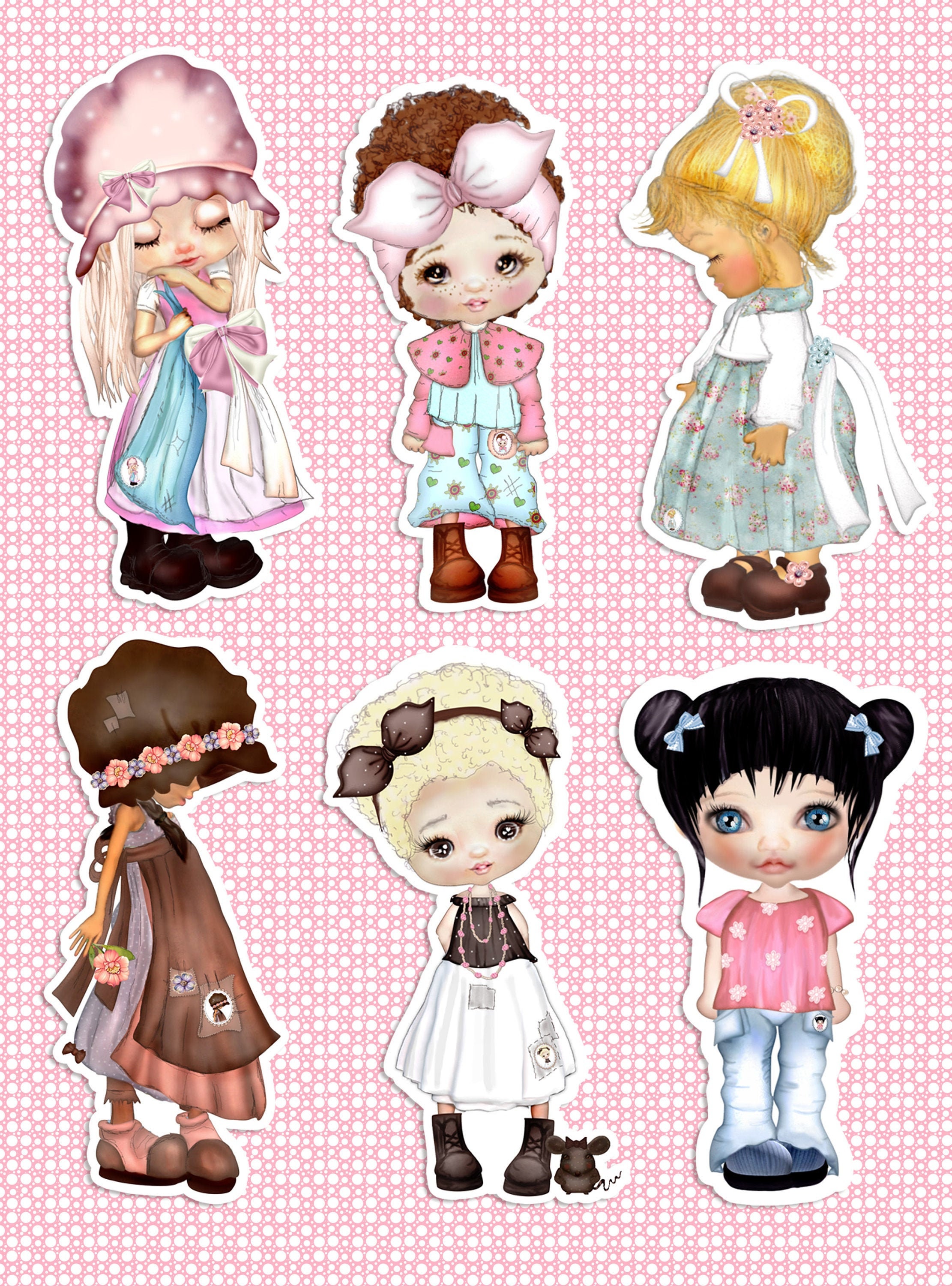 Cute Sticker Sheet Lill Dolls Collection 2 Bullet Etsy
