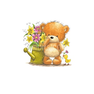 Schattige gestanste sticker - Little Springtime Ted - Lillbits Creations - Teddy gestanst