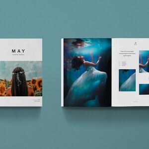 MAY 34 pages Magazine layout | A4 FASHION Layout | Photography Magazine Template | InDesign Template | Instant Download