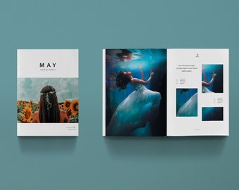 MAY 34 pages Magazine layout | A4 FASHION Layout | Photography Magazine Template | InDesign Template | Instant Download