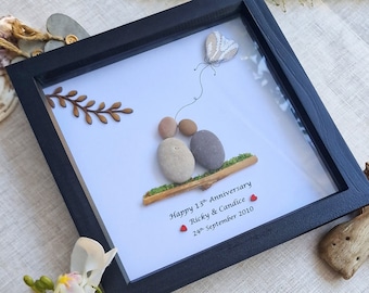 13th Anniversary Pebble Art Gift: Lace Wedding Anniversary