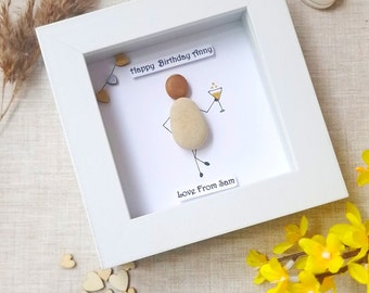 Personalised Friend Birthday Pebble Art Picture, Best Friend Birthday Gift, Friend Birthday Gift/ Birthday Gift With Name.