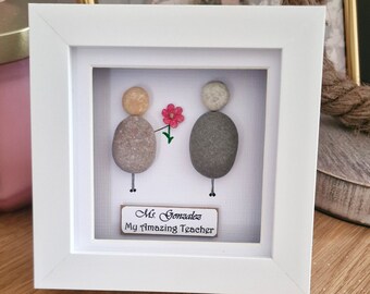 Personalized Teacher Pebble Art Picture: Handmade End of Term Gift