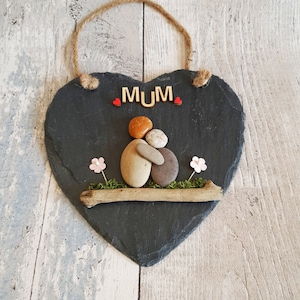 Gift For Mum, Mum Gift From Daughter /Son, Slate Heart Gift For Mum, Mum Pebble Art, Personalised Christmas Gift For Mum, Mum / Grandma Gift