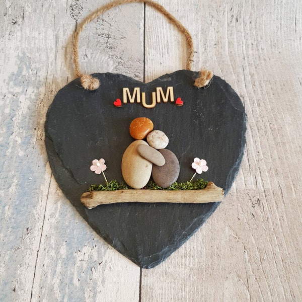 Gift For Mum, Mum Gift From Daughter /Son, Slate Heart Gift For Mum, Mum Pebble Art, Personalised Christmas Gift For Mum, Mum / Grandma Gift