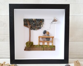 Personalized 25th Anniversary Pebble Art, Silver Wedding Gift