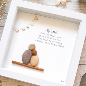 Pebble Art Mum Gift: Handmade Framed Mother's Day Present