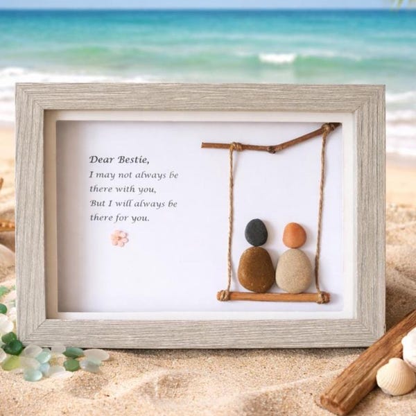 Personalised Friendship Pebble Picture - Birthday Gift For Friend - Pebble Art Gift - Best Friend Friendship Gift - Friendship Forever.