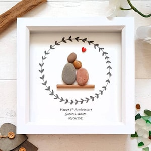 Personalised Anniversary Present For Him/ Her, Anniversary Pebble Art, 1st Year Anniversary Pebble Art Gift, Boyfriend Anniversary Gift,