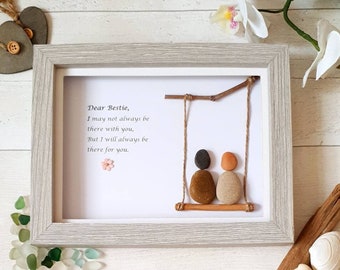 Gift For Bestie, Friend Pebble Art, Sister Gift, Personalised Friendship Gift, Framed pebble art, Mum Presents, Best Friends Gift,Pebble art