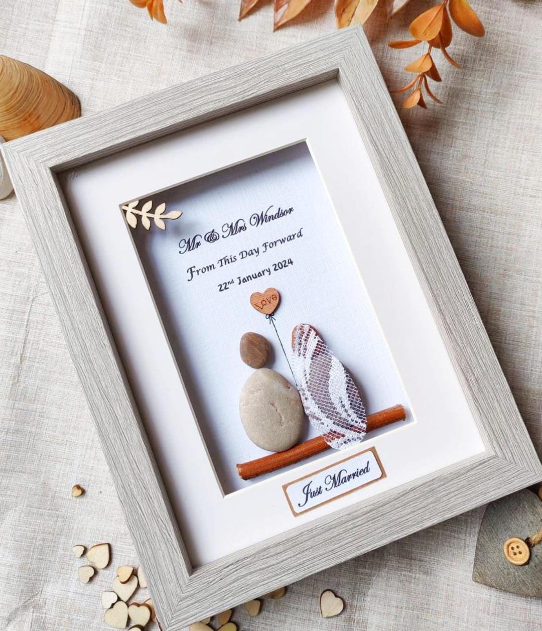 Wedding Pebble Art Gift, Handmade Wedding Present, Friend Wedding Gift ...