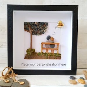 50th Anniversary Personalised Gift, Parents Golden Wedding Anniversary Pebble Art, 50th Anniversary Gift For Her, Framed Pebble Artwork.