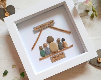 Personalized Teacher Pebble Art, End of Year Gift, Framed