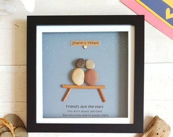 Friend Pebble Art, Best Friends Gift, Personalised Gift For Bestie,  Friends Are Like Star friend Gift. Friend Birthday Gift