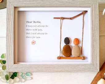 Personalised Friend Gift, Friend Pebble Frame, Sister Pebble Art, Handmade Friendship Gift, Personalised Framed birthday Gift, Sister Gift