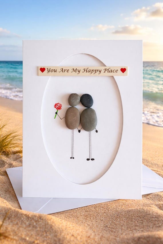 Handmade Valentine Pebble Art Card: Unique Love Card