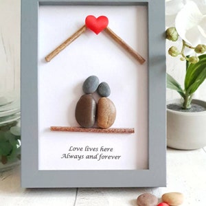 Love Pebble Artwork, Valentine Gift For Him / Her, Husband Wife Present, Couple love Art, Friendship Pebble Art Gift, Birthday Gift For Her.