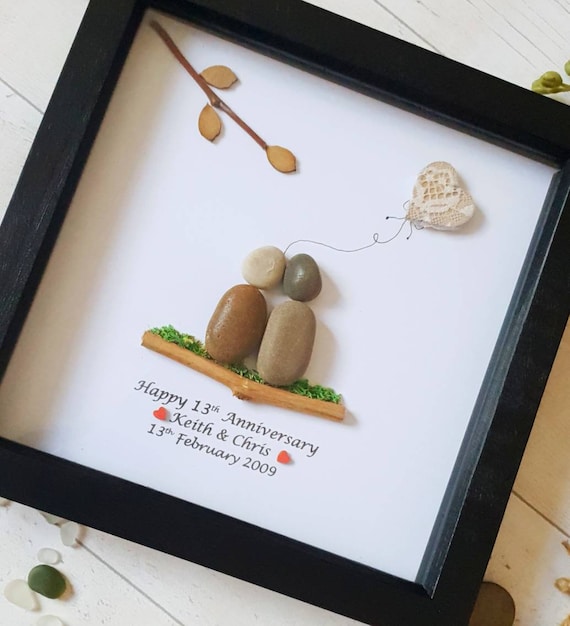 Lace Wedding Anniversary Gift 13th Anniversary Pebble Art - Etsy